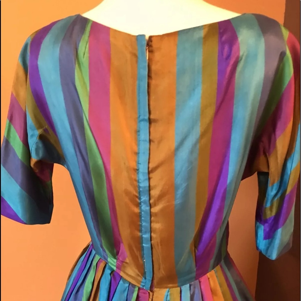 Vintage Polly Bergen Jack Squire Stripe Full Dress - Picture 8 of 8